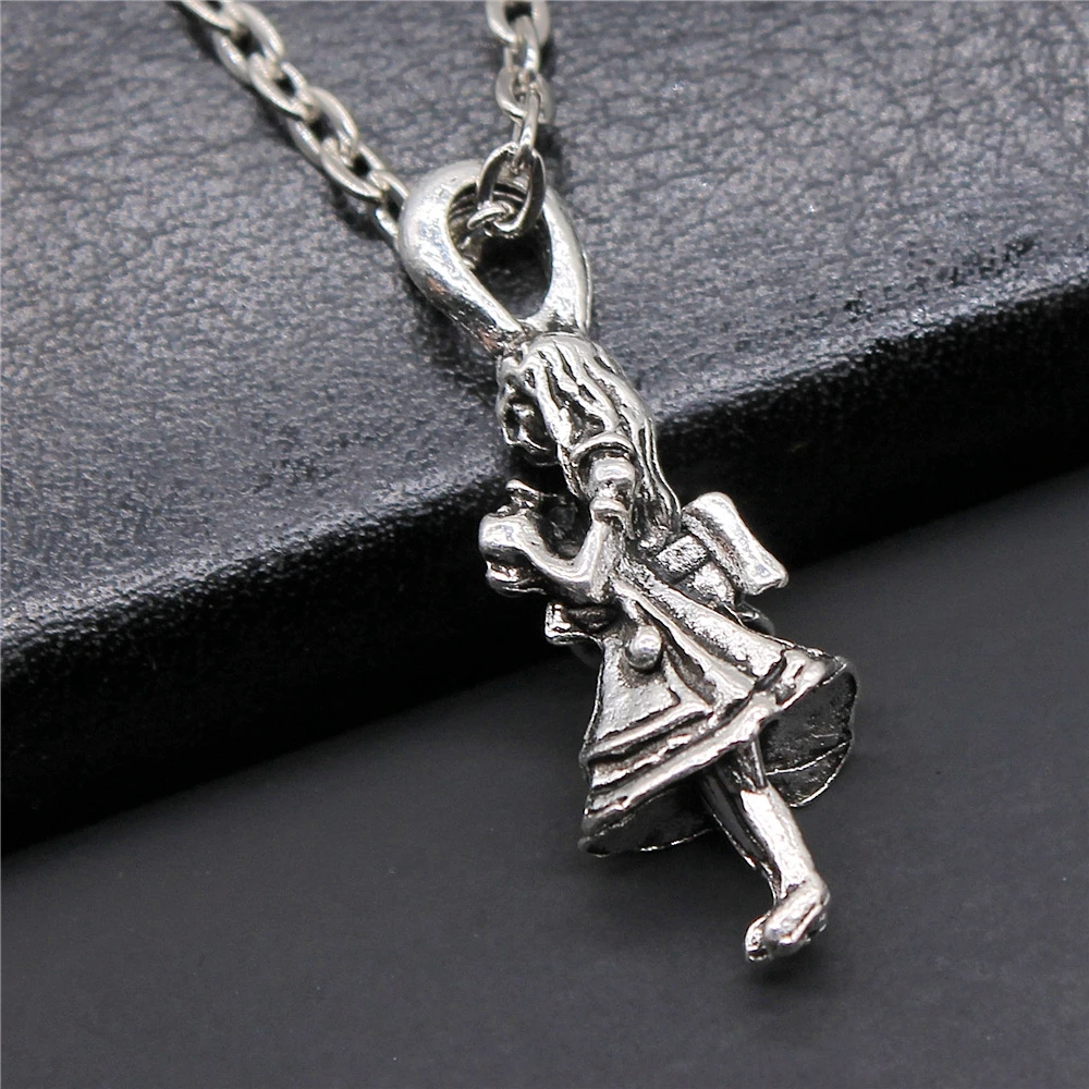 Античные серебряные Цвет 11x32mm подвески для девушки кулон ожерелье женщин девушек