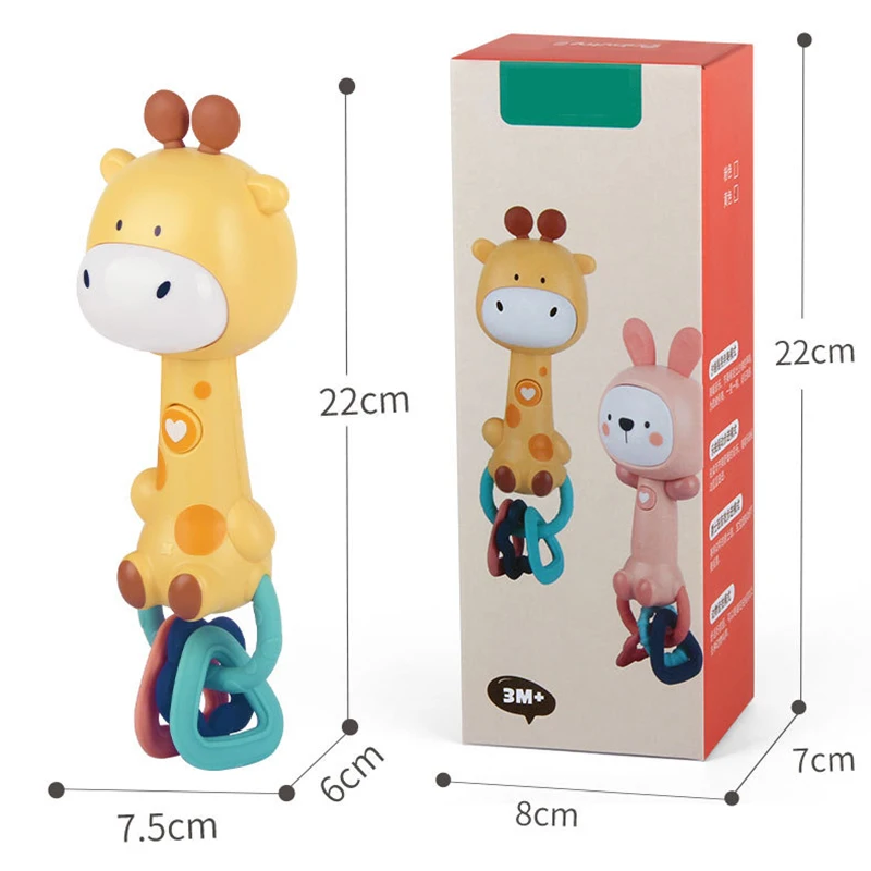 

Cute Cartoon Teether Children Soft Rubber Rattle Rhythm Stick Hand Grip Comfort Stick Children Light Music Education Toy Gift