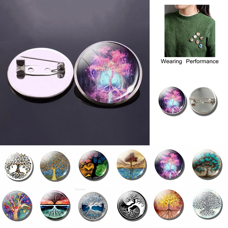 Стеклянный купол металлический значок аксессуары Древо жизни серебряный цвет