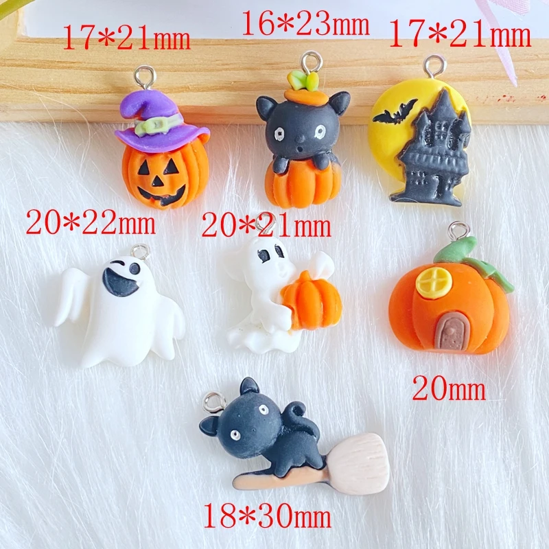 

14pcs/Pack New Mini Halloween Series Resin Charms For Earring Key Chain Necklace Pendant Jewelry Findings Making W47