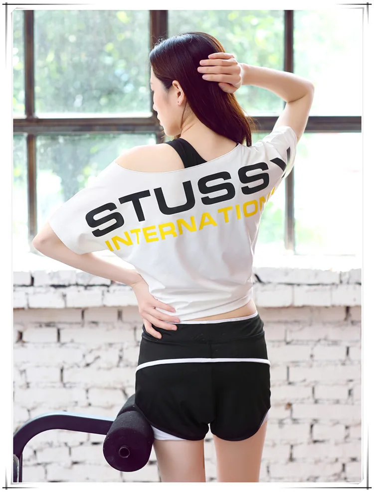 Женская спортивная футболка с коротким рукавом черная белая оранжевая свободная