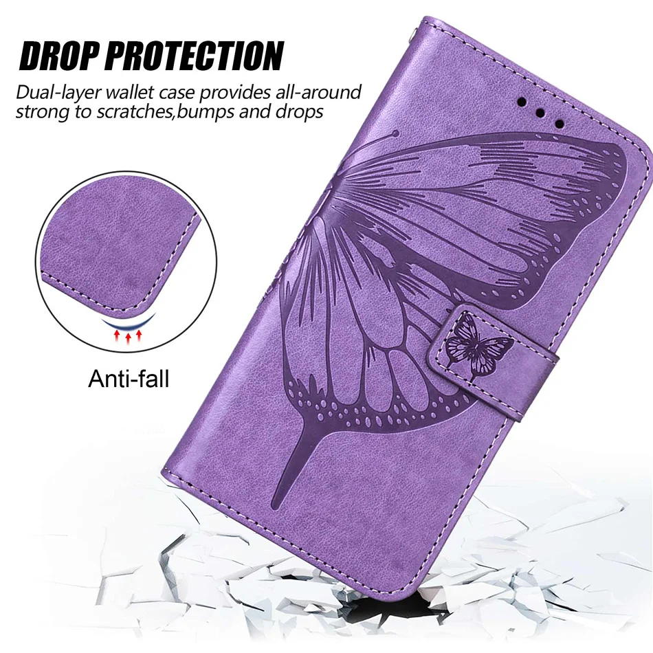etui leather wallet flip case for infinix hot 10 lite 9 play 10s 10i note 10 pro smart 4 5 hd 2021 butterfly pattern phone cover free global shipping