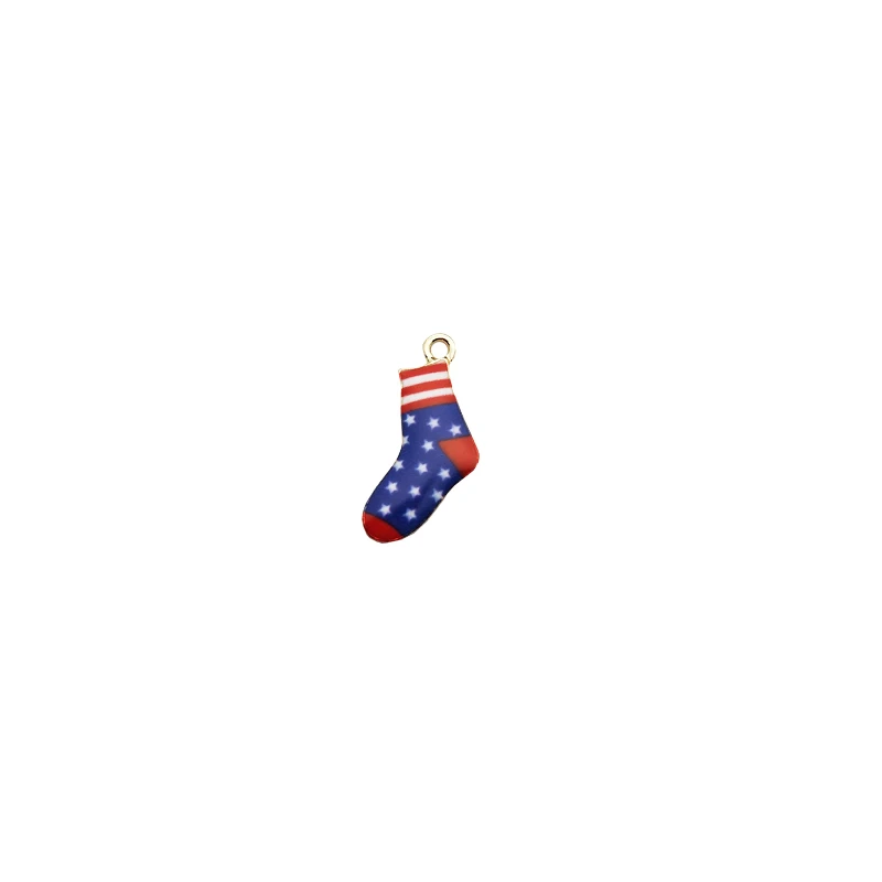10pcs/bag Enamel Striped Socks Pendants Charms Cute Stars Socks Metal Charms For DIY Jewelry Earring Accessories Christmas Gifts images - 6