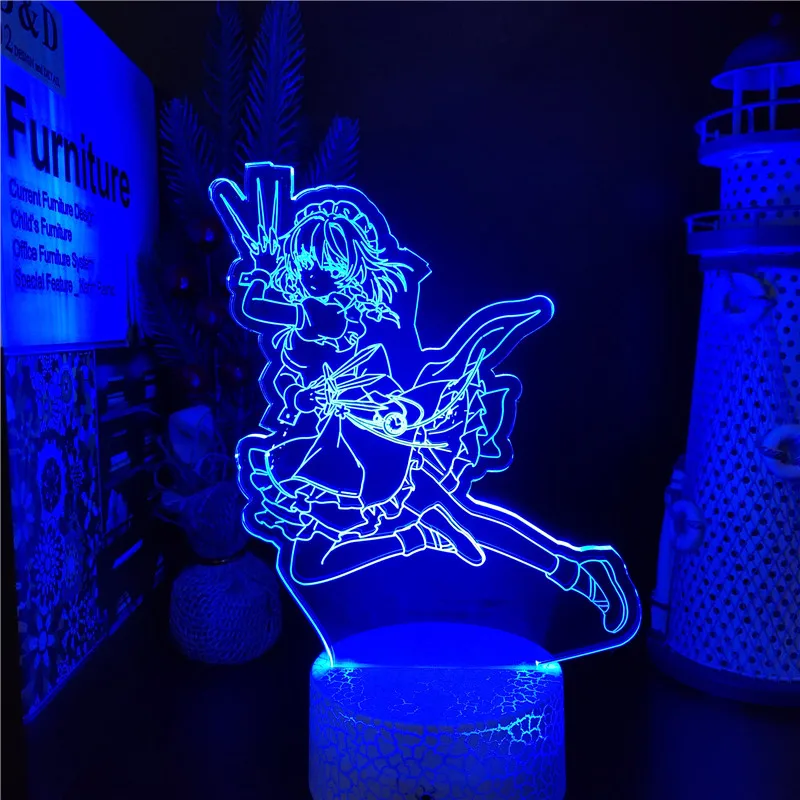Аниме 3d лампа Touhou Project Sakuya Izayoi светодиодный ночсветильник для девочек и детей