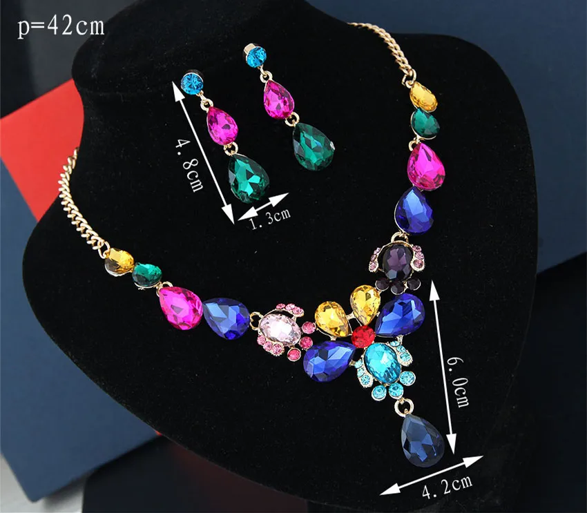 Комплект ювелирных украшений Kymyad для женщин разноцветное ожерелье с каплями