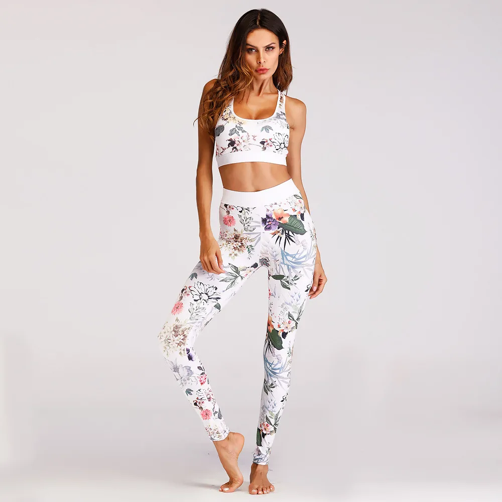 New Tracksuit For Women Sexy Bra And Print High Waist Leggings Workout Fitness Yoga Suit Gym Sports Wear Sets |