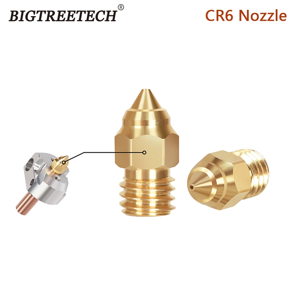 

BIGTREETECH 3PCS CR6-SE Brass Nozzle 0.4MM M6 Screw Thread High Quality MK Nozzle For 1.75MM CR6 Extruder Print Head 3D Printer