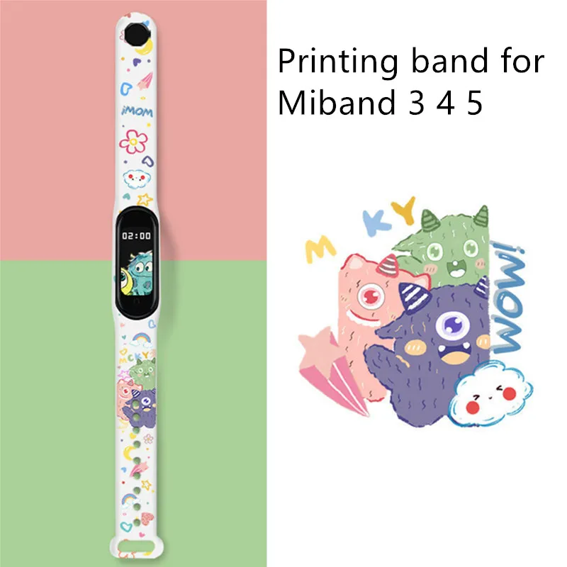 

Mi Band 6 Strap For Xiaomi Mi Band 4 3 Bracelet Cartoon printing Replacement belt Wristband bracelet miband6 miband5 miband4