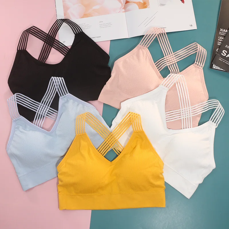 

Sports Bra Sexy Cross Back Strap Yoga Sportswear Shockproof Breathable Women Girls Fitness Running Gym Vest Sport Bra Top