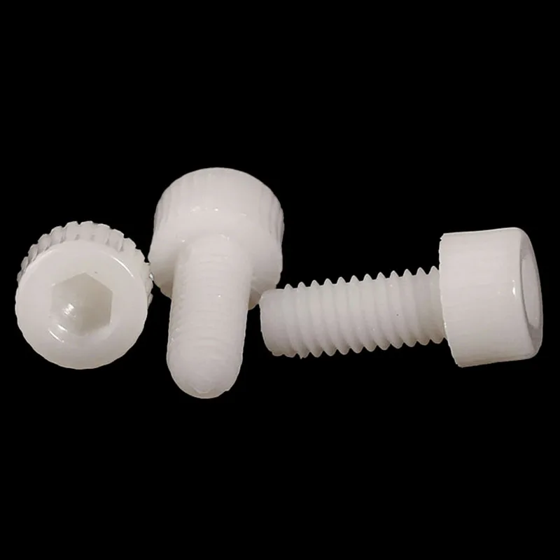 

White Nylon Hex Socket Head Cap Screws Plastic Insulation Allen Bolts M3 M4 M5 M6 M8