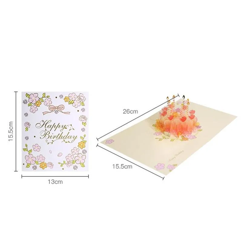 

Birthday Postcard Greeting Cards Blank Paper 3D Handmade Party Custom Supply Invitations Vintage Envelope with Up Cut M5O8