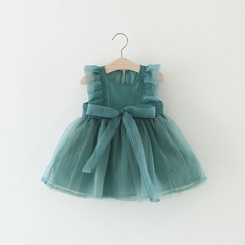 Детское платье для девочек новинка 2020 года летняя Стильная однотонная Одежда