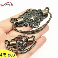 retro antique furniture hardware striped carved handle drawer door knobs jewelry box bronze cabinet pulls cupboard
