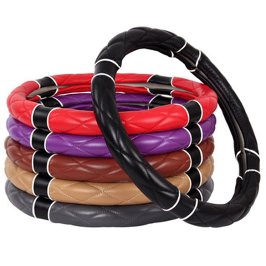 

Car Steering Wheel Cover Four Seasons Universal Non-slip Handle Cover Leather Men And Women Personality Creative Interior Suppli