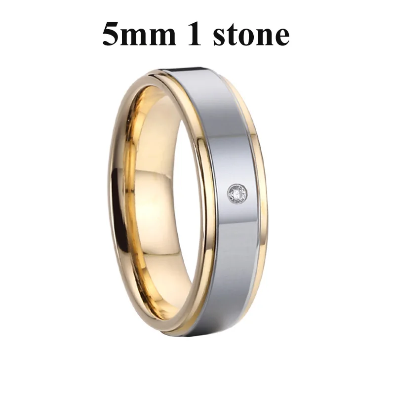 Обручальные кольца с фианитом 5 мм из нержавеющей стали|Обручальные кольца| |