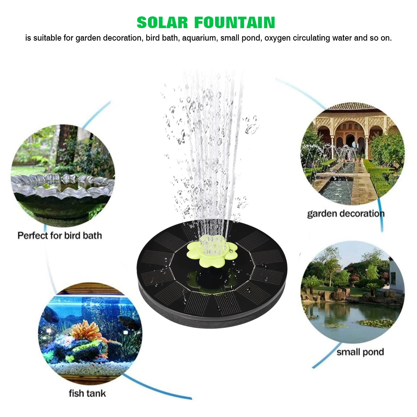 

Floating Solar Fountain Garden Water Fountain Pool Pond Decoration Solar Panel Powered Fountain Water Pump Garden Decoration