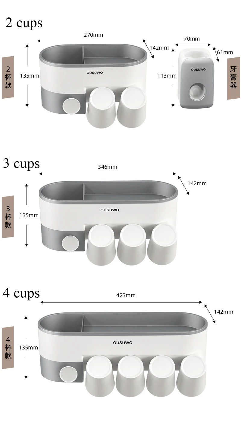 

Bathroom Accessories Organizer Set Toothbrush Holder Automatic Toothpaste Dispenser Holder Storage Racks Wall Mount Rack Tools
