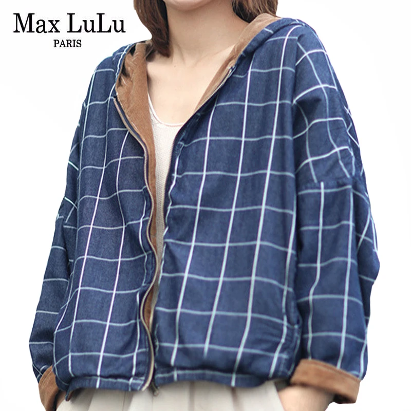 Куртка Max LuLu Женская Вельветовая в клетку роскошная брендовая уличная одежда