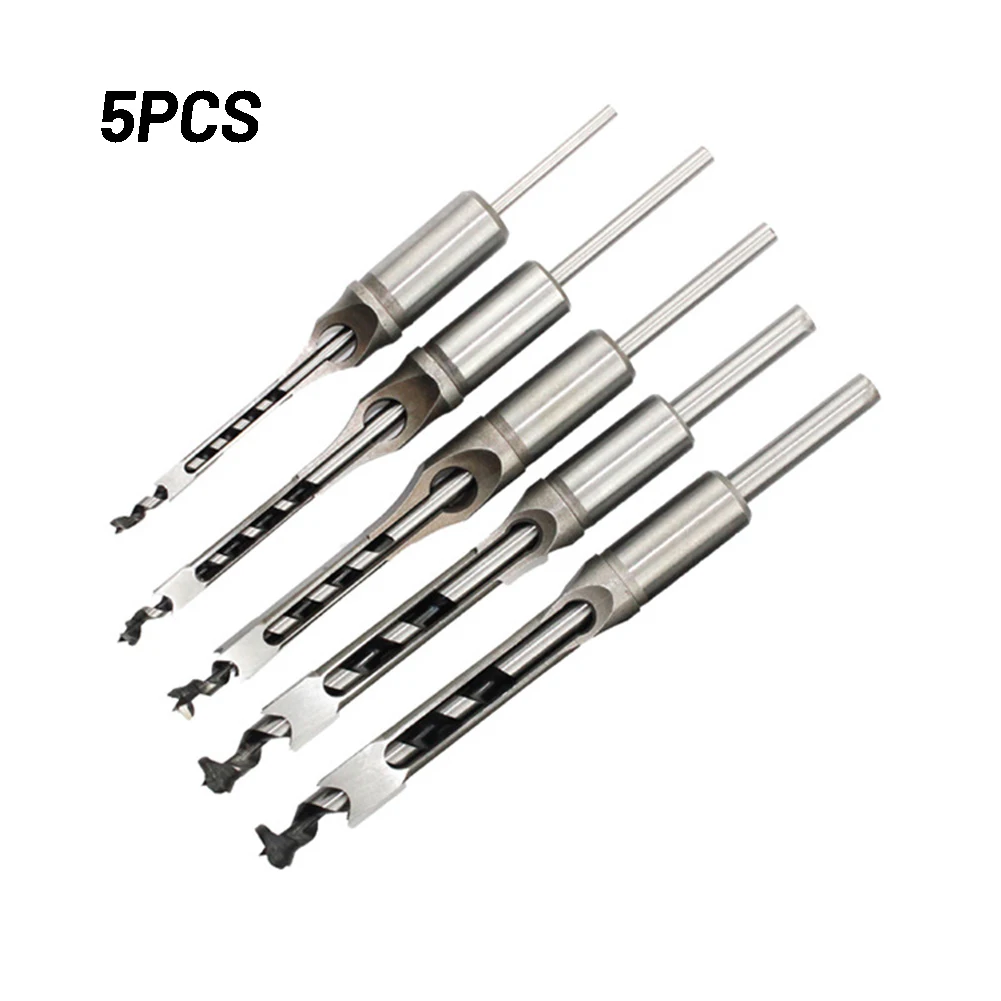 

5x Square Hole Saw Auger Mortise Drill Bit Set Mortising Chisel Woodworking Tool New