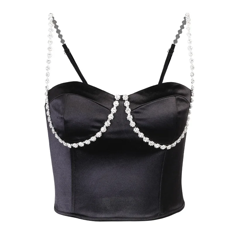 

y2k Corset Top Cami Summer e girl y2k Clothes 90s 2000s Aesthetic Clothes Imitation Diamond Spaghetti Sexy Bustier Crop Tops