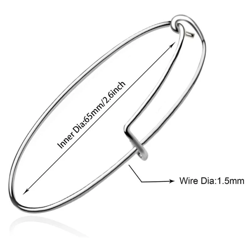 

90Pcs 6 Colors Expandable Charms Bracelets Adjustable Wire Stainless Steel Blank Bangle Jewelry Making