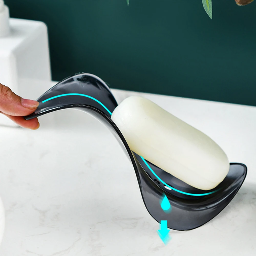 

Streamlined Soap Holder Sink Sponge Drain Box Suction Cup Soap Storage Drying Rack Cleaning Brush Case Bathroom Soap Dishes