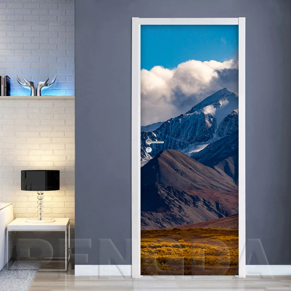 Renovation DIY PVC Stickers Mountain Self Adhesive Wallpaper On Door Waterproof Entrance Home Decoration Decal Print Art Picture | Дом и сад