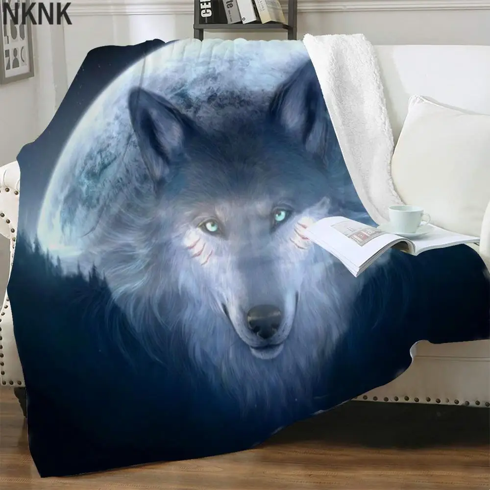 

Одеяло NKNK с волком, s постельное белье с животными, тонкое покрывало в стиле аниме, покрывало с Луной для кровати, покрывало с 3D принтом шерпы