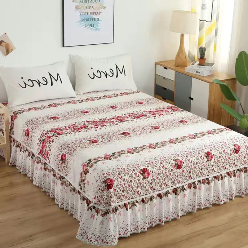 

Простыня на резинке, мягкое покрывало для кровати, размер King/Queen, 1,5/1,8 м, для домашней кровати, постельное белье, цветочное плотное модное пок...