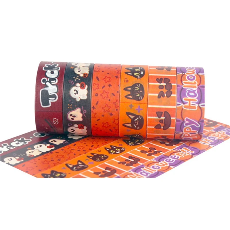 

11Pcs/lot Halloween Pumpkin Bullet Journal Washi Tape Set Japanese Label Sticker Scrapbooking Adhesive Cute Washitape Stationary