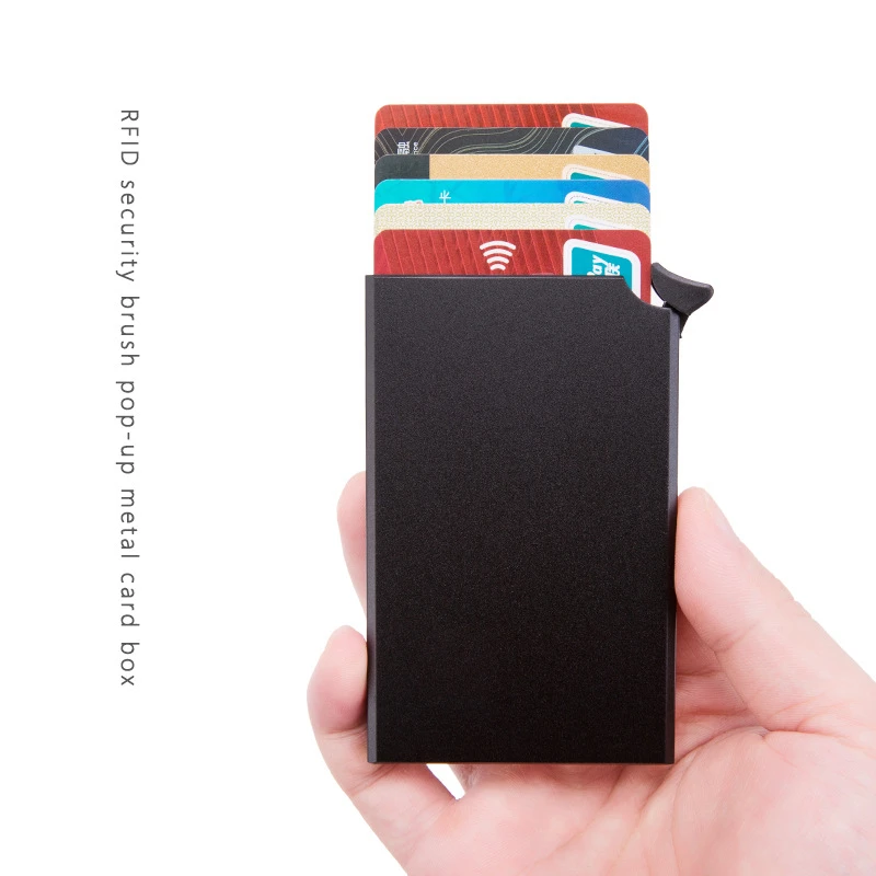 BISI GORO/Защита от кражи RFID кредитной держатель для карт тонкий ID карты Чехол унисекс автоматически твердого металла кошелёк для банковских карт Бизнес мини