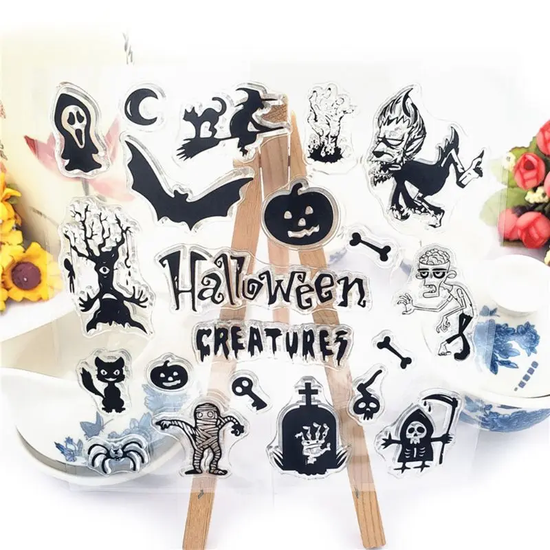 

Halloween Silicone Clear Seal Stamp DIY Scrapbooking Embossing Photo Album Decorative Paper Card Craft Art Handmade Gift