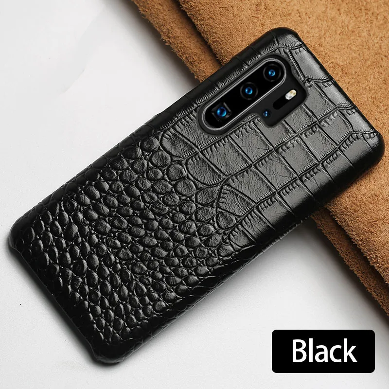 Black Воловья кожа чехол для телефона huawei mate 10 30 P10 P20 P30 для Honor 7X8X9X9 10 lite 20 Pro Y9 Y6 P Smart кожаная задняя крышка - Цвет: Black