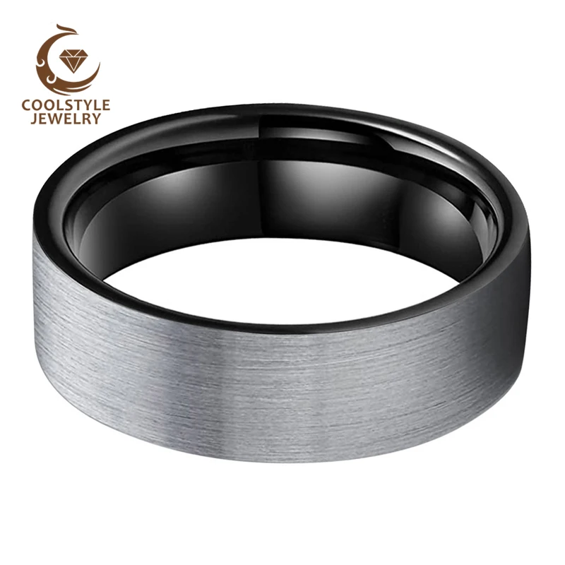 8 мм 6 черное вольфрамовое кольцо Мужская и женская обувь на плоской подошве