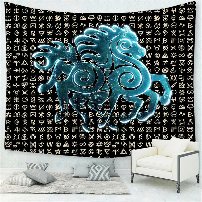 

FFO Mysterious Viking Raven Tapestry Nordic Style Psychedelic Meditation Mat Wall Hanging Tapestries Home Decor
