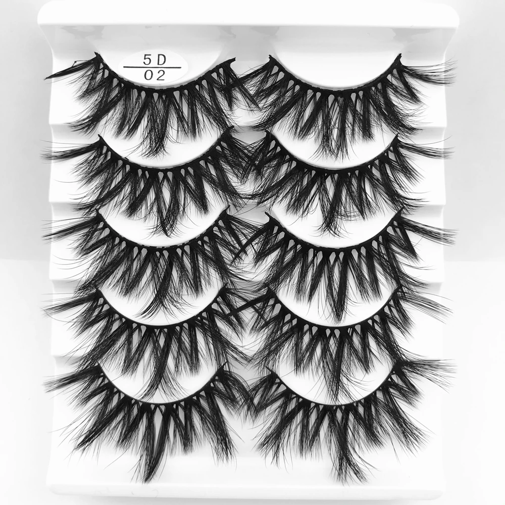 

5 Pairs 5D Mink Hair Soft Cross False Eyelashes Long Messy Makeup Fake Eye Lashes Extension Make Up Beauty Tools