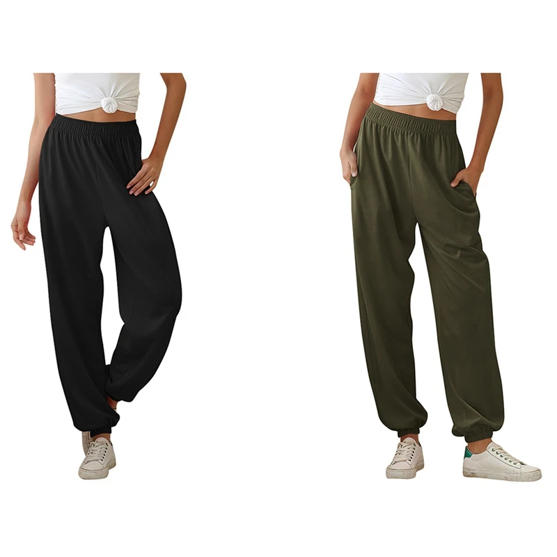 

Женские повседневные свободные спортивные брюки, однотонные шаровары в стиле хип-хоп с высокой талией, мешковатые брюки, размер XL, черные и ...