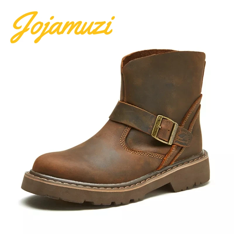 Мужские армейские ботинки в стиле ретро коричневые ботильоны из натуральной