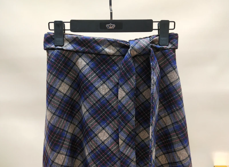 Autumn Winter High waist umbrella skirt a word skirt wild waist woolen female Flared new poncho skirt Plaid Long skirt