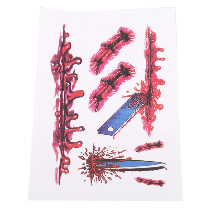 

Halloween Tattoo Stickers Women Waterproof Temporary Tattoos 3d Reality Vampire Blood Scar Design Tattoo Sticker For Men 5Pcs