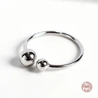 LKO настоящее серебро 925 пробы милые круглые глянцевые бусины открывающееся кольцо для женщин вечерние регулируемое кольцо для женщин аксессуары для девочек