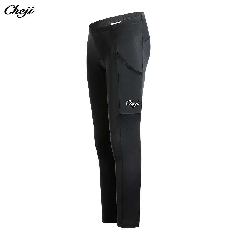 Детские длинные брюки CHEJI черные быстросохнущие велосипедные из лайкры с