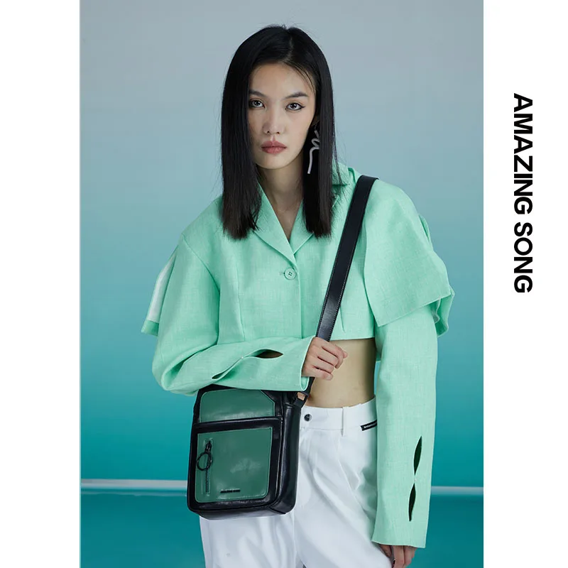 

Amazing Song Postman Messenger Bag Unisex Split Leather 2021 Autumn Winter New AS bag Female Leather Shoulder Bag Niche Design