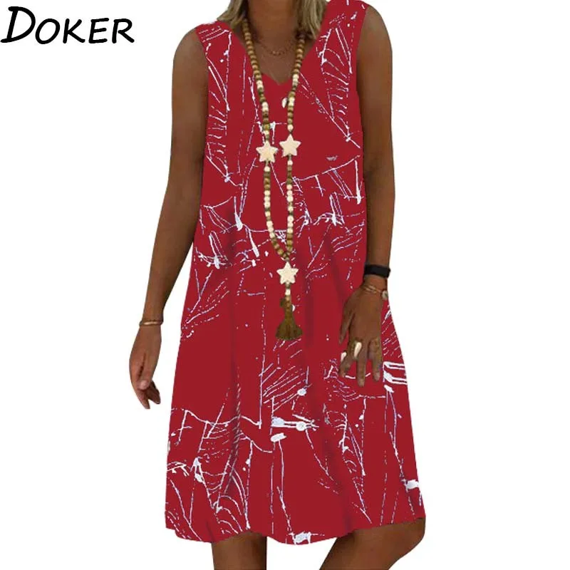 2020 летнее Повседневное платье миди с принтом женские платья v-образным вырезом