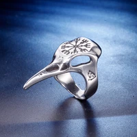 offers with free shipping animal eager head viking pirate matching rings for men stainless steel crow vintage retro defense ring