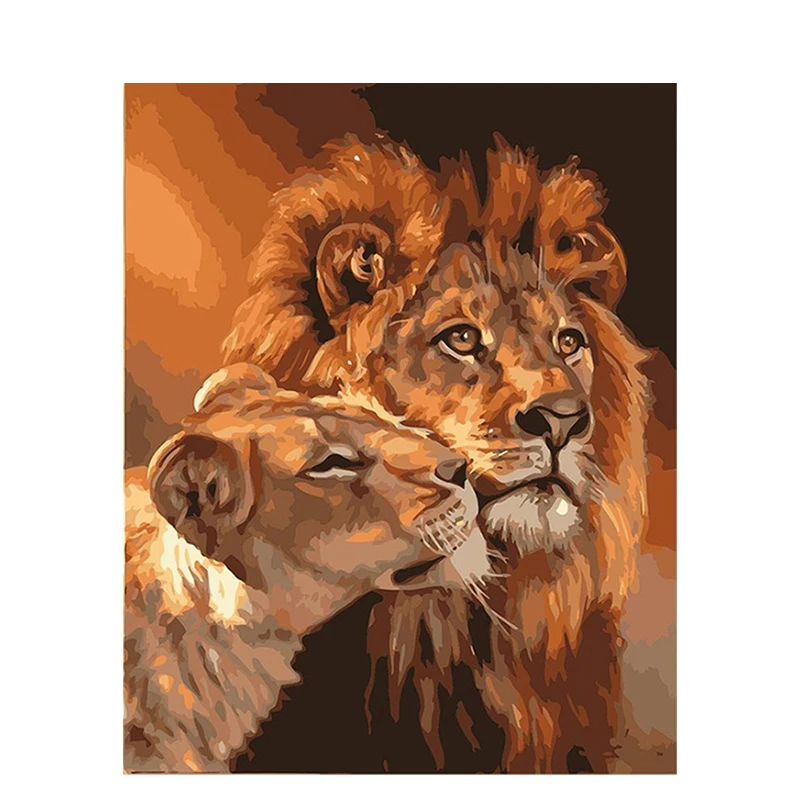 

Lion Painting By Numbers Animal Canvas Handmade With Frame Paint By Numbers For Adults DIY Kits Pictures Living Room Decoration