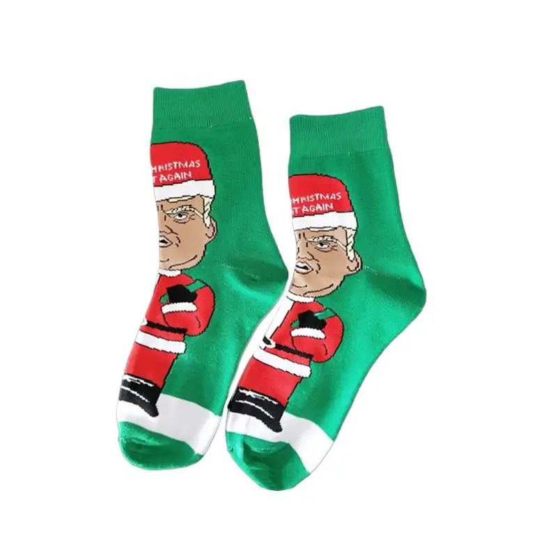 1 пара хлопчатобумажных носков с принтом Трамп рождественские носки для женщин и