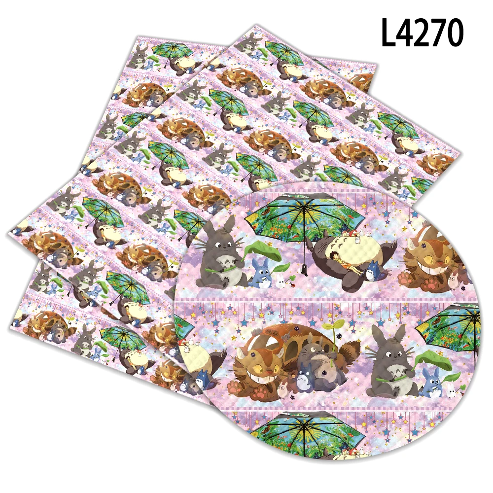 

Cute Japanese Character Cartoon Totoro Faux Leather Printed A4 22x30cm for Crafts DIY Bag Decoration Accessory