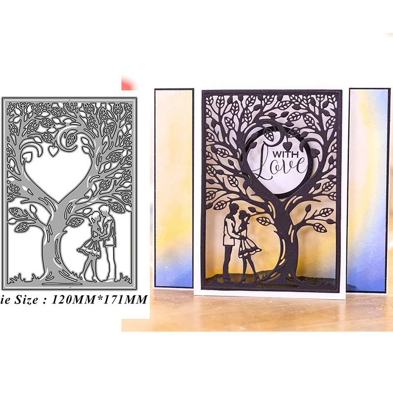 

Couple Love Tree Hollow Frame Metal Cutting Dies Stencil Scrapbooking Embossing 2021 New Christmas Craft Dies Diy Molds