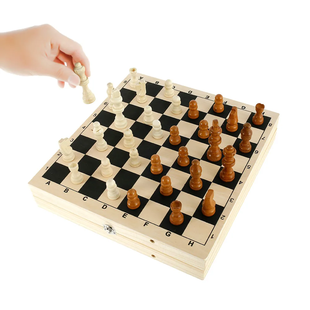 

Chess Set Wooden Folding Chess Set with Felted Game Board Interior for Storage Adult Kids Beginner Large Chess Board